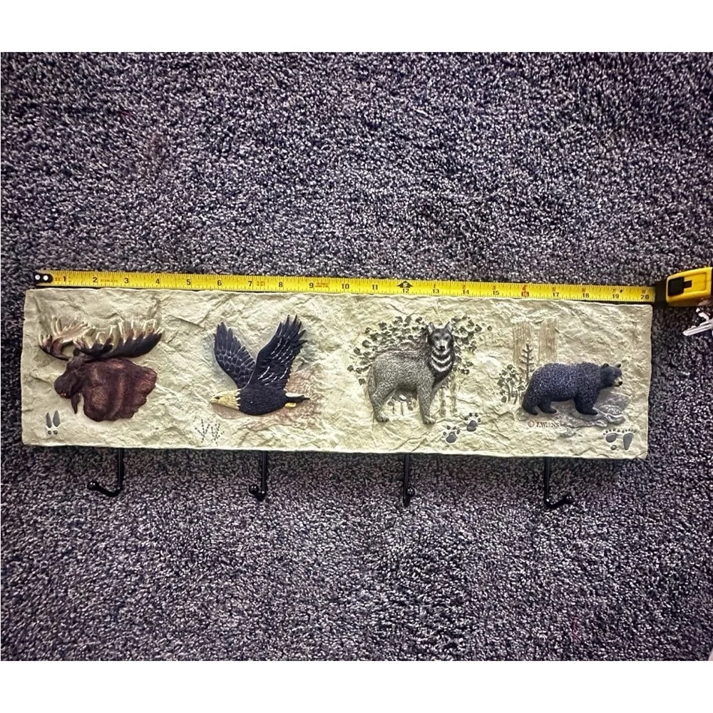 Wildlife-Themed Coat/Hat Rack. By J. Wiens, Vtg MWW Market. 20x5x1. 4 Hook